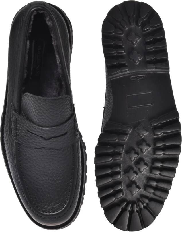 Baldinini Black tumbled leather loafers