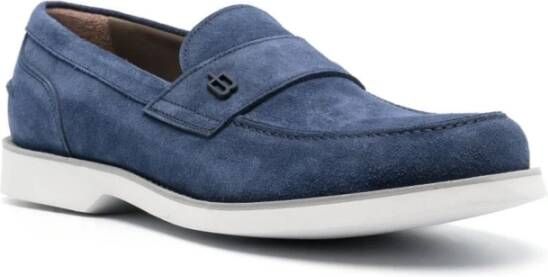 Baldinini Blauwe Elegante Gesloten Loafers in Leer Blue Heren