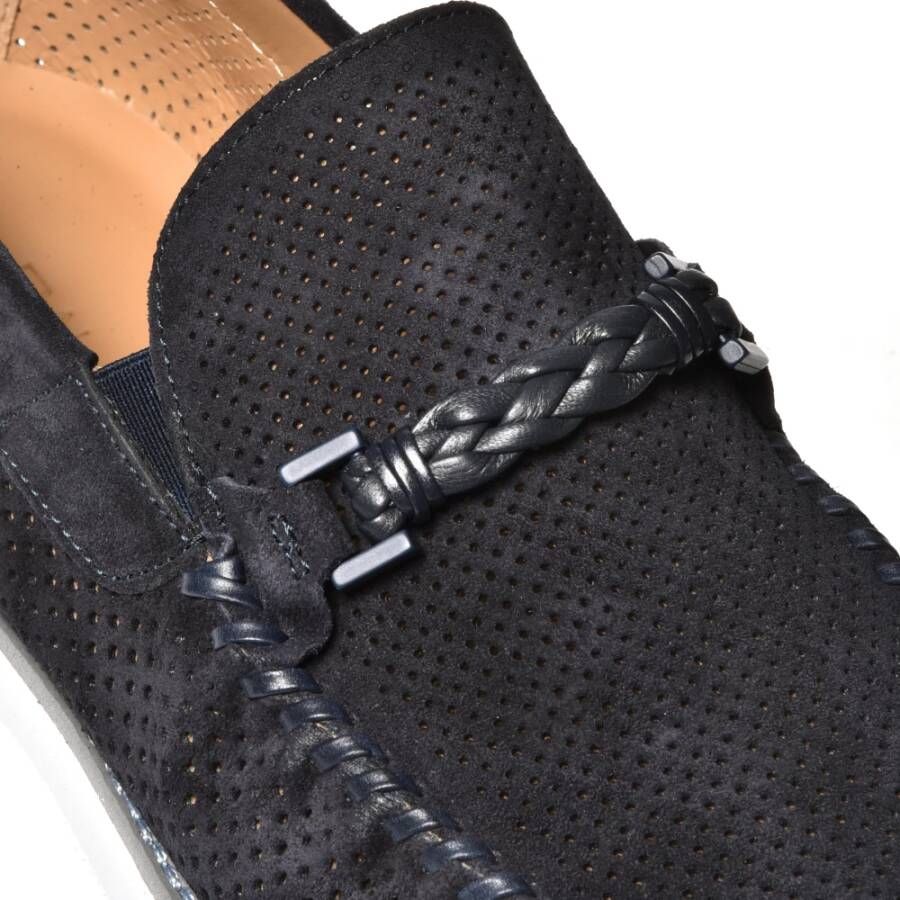 Baldinini Blue perforated suede loafer