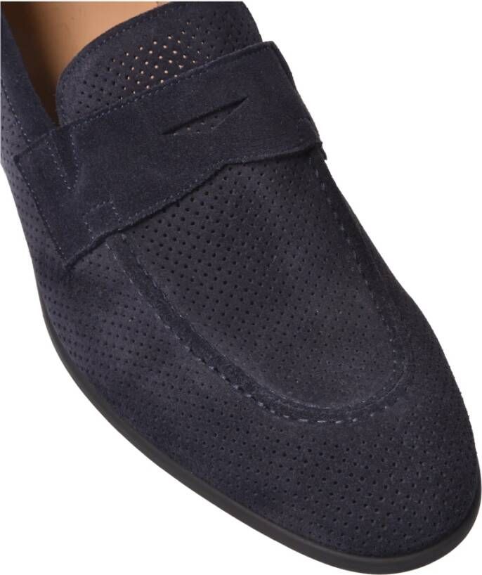 Baldinini Blue perforated suede loafer