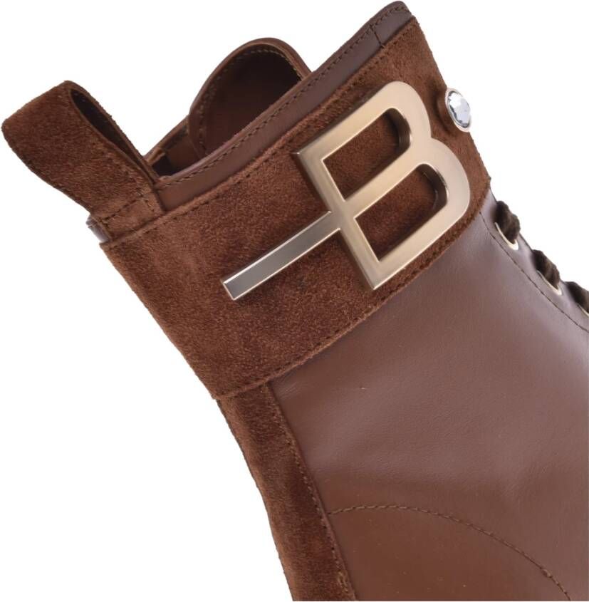 Baldinini Brown calfskin ankle boots Bruin Dames