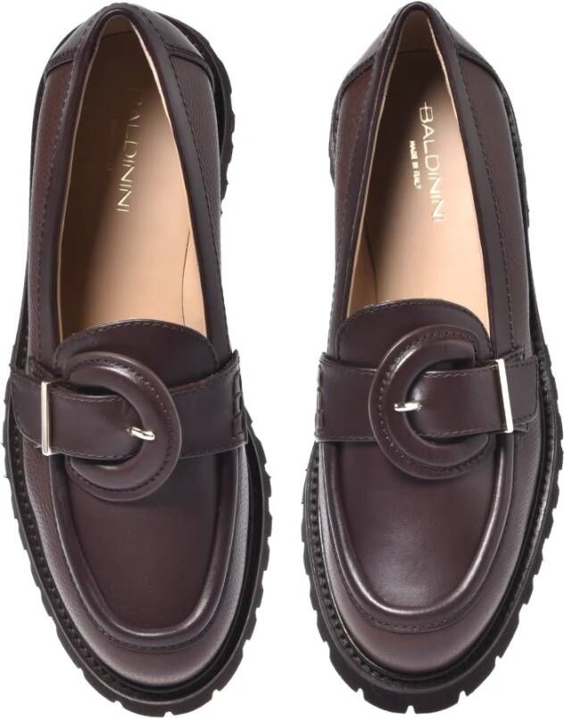 Baldinini Brown leather and tumbled leather loafers