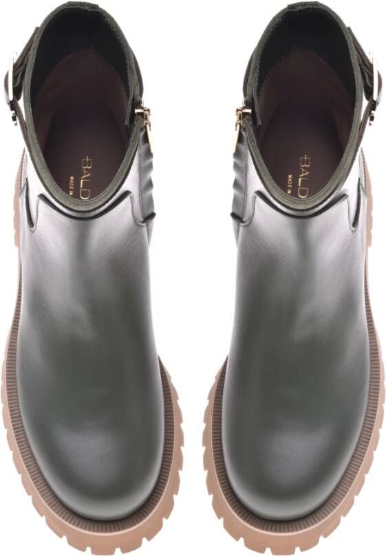 Baldinini Combat boots in olive leather and suede Green Dames
