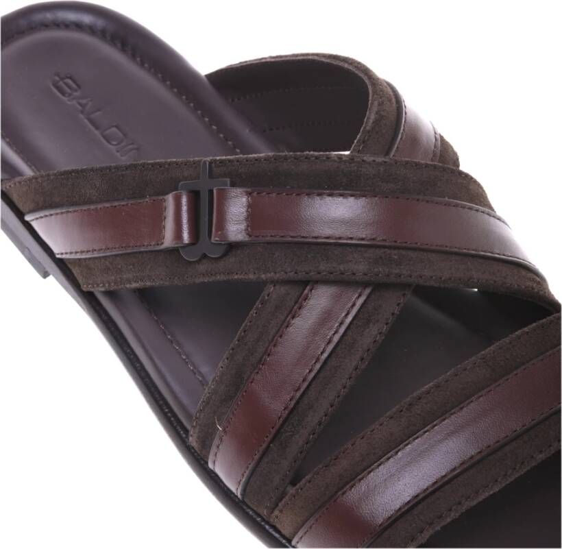 Baldinini Dark brown leather and suede sandal