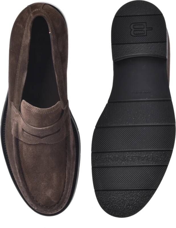 Baldinini Dark brown suede leather loafers