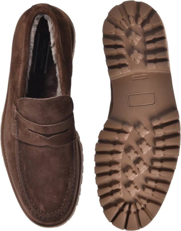 Baldinini Dark brown suede leather loafers
