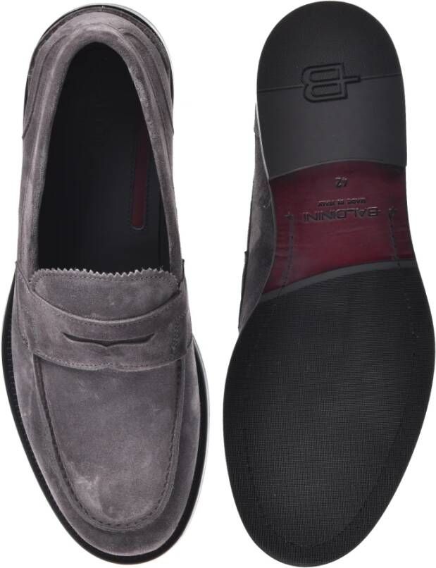 Baldinini Grey suede leather loafers