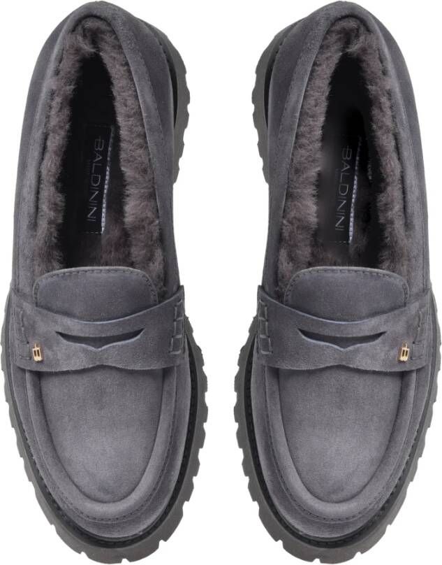Baldinini Grey suede leather loafers