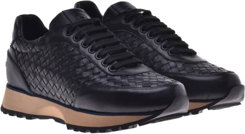 Baldinini Lace-up in black woven leather Black Heren