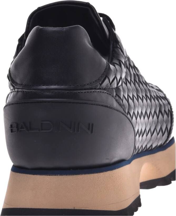 Baldinini Lace-up in black woven leather Black Heren