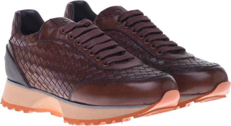 Baldinini Lace-up in brown woven leather Brown Heren