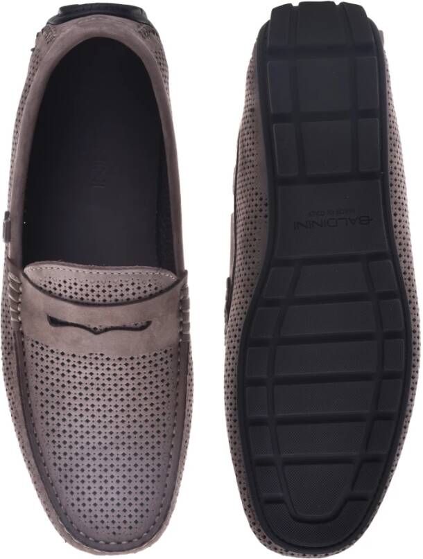 Baldinini Lace-up in taupe perforated nubuck Gray Heren
