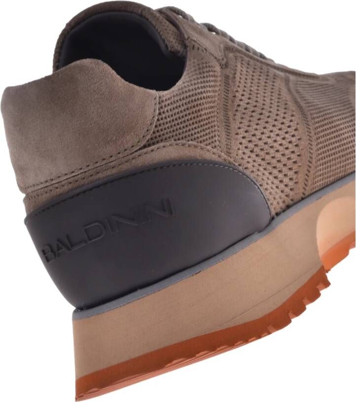 Baldinini Lace-up in taupe perforated suede Brown Heren