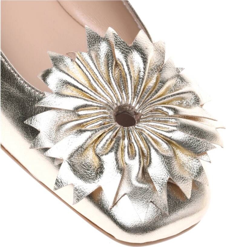 Baldinini Light gold laminated nappa leather ballerina