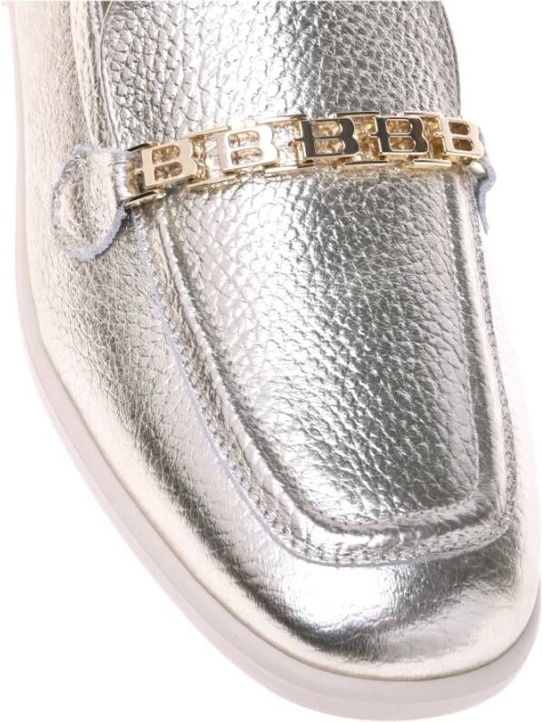 Baldinini Light gold laminated tumbled loafer