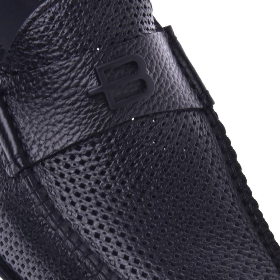 Baldinini Loafer in black perforated calfskin Black Heren