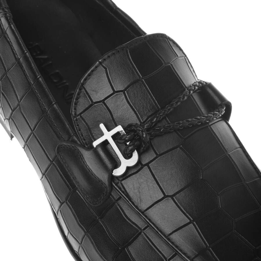 Baldinini Loafer in black with crocodile print Black Heren