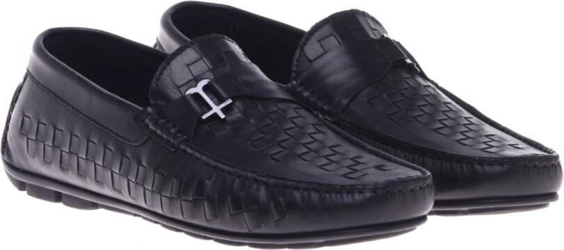 Baldinini Loafer in black woven leather Black Heren