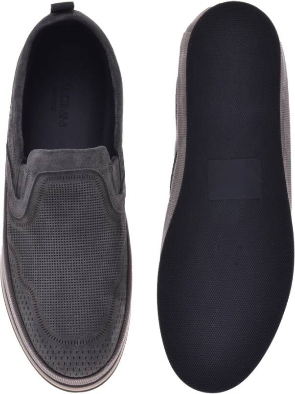 Baldinini Loafer in grey perforated suede Gray Heren