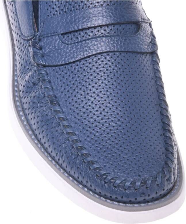 Baldinini Loafer in perforated cerulean tumbled leather