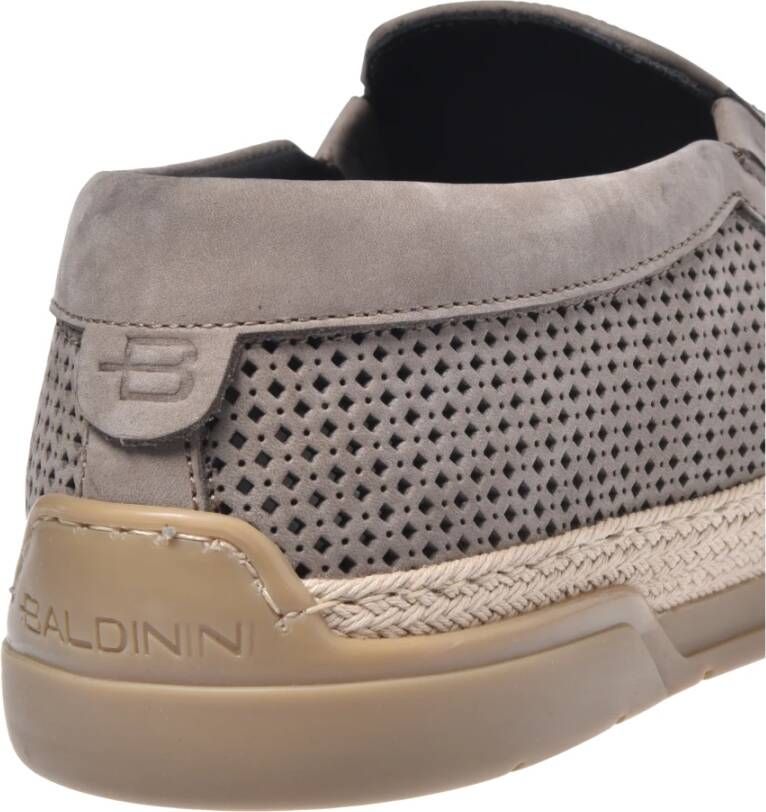 Baldinini Loafer in taupe perforated nubuck Gray Heren