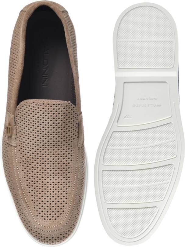 Baldinini Loafer in taupe perforated suede Beige Heren