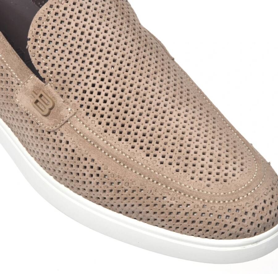 Baldinini Loafer in taupe perforated suede Beige Heren