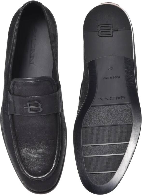 Baldinini Metallic black suede loafers