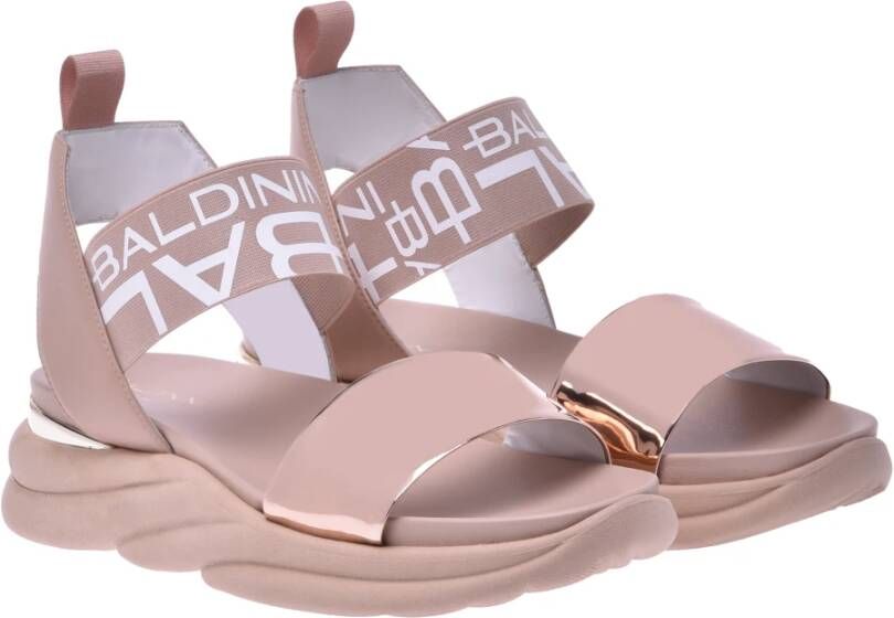 Baldinini Nude patent leather and calfskin sandals Beige Dames