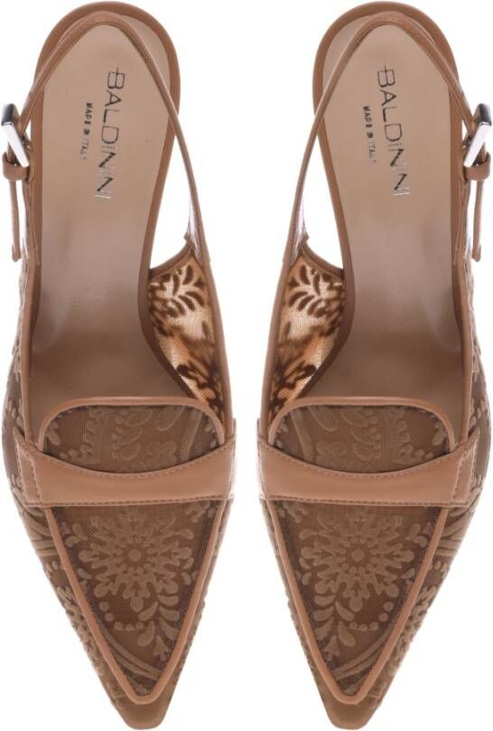 Baldinini Petal leather mesh slingback Beige Dames