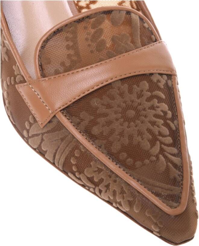 Baldinini Petal leather mesh slingback Beige Dames