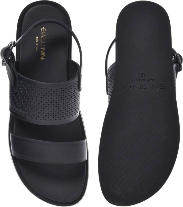 Baldinini Sandal in black perforated calfskin Black Heren