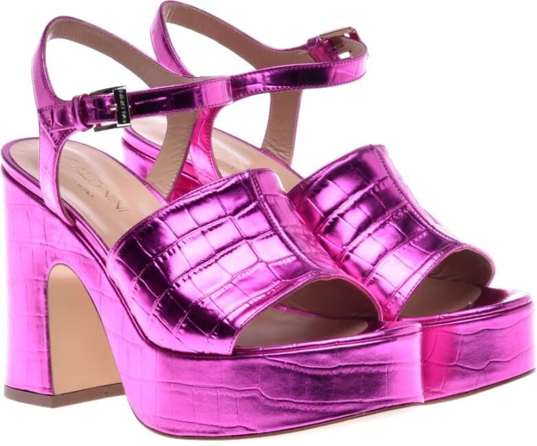 Baldinini Sandal in fuchsia with crocodile print Pink Dames