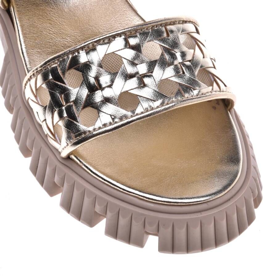 Baldinini Sandal in platinum laminated eco-leather Yellow Dames