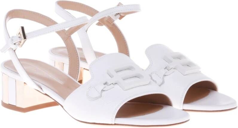 Baldinini Sandal in white tumbled leather White Dames