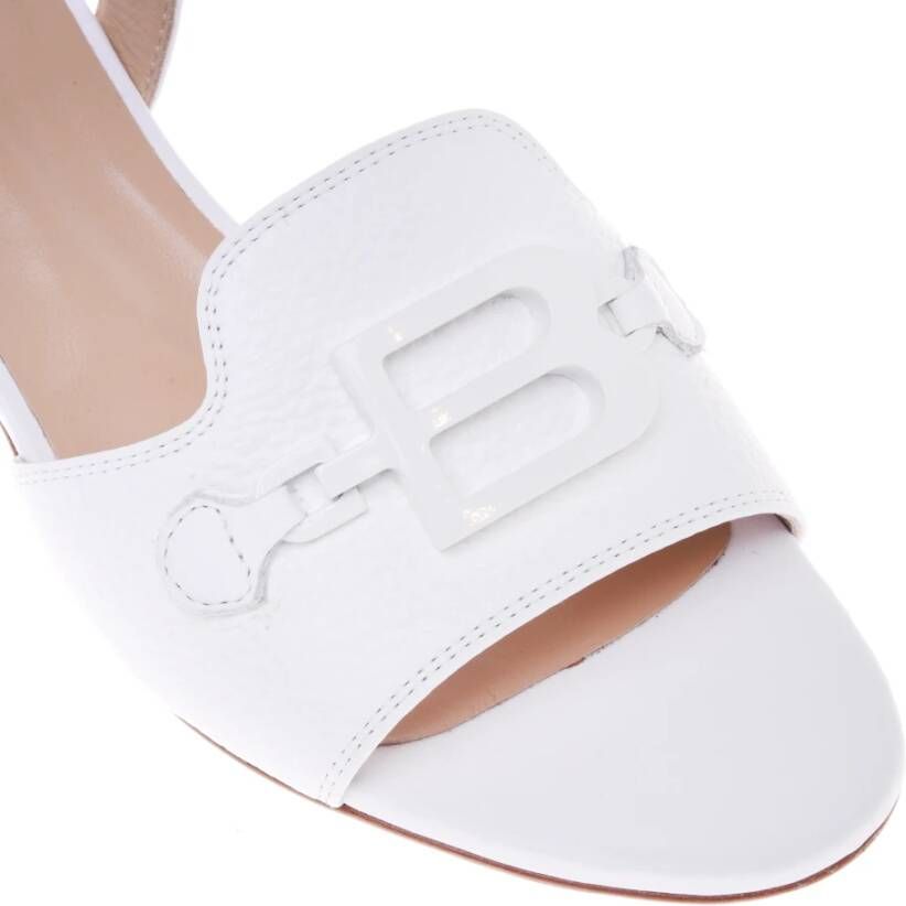 Baldinini Sandal in white tumbled leather White Dames