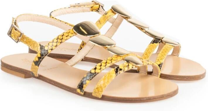 Baldinini Gesp Riem Leren Sandalen Geel Dames