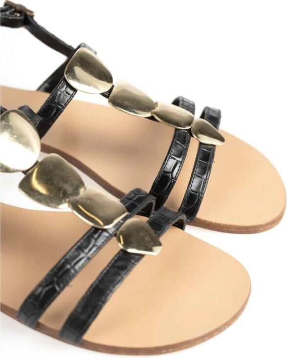 Baldinini Leren sandalen met ronde neus en decoratieve applicatie Zwart Dames