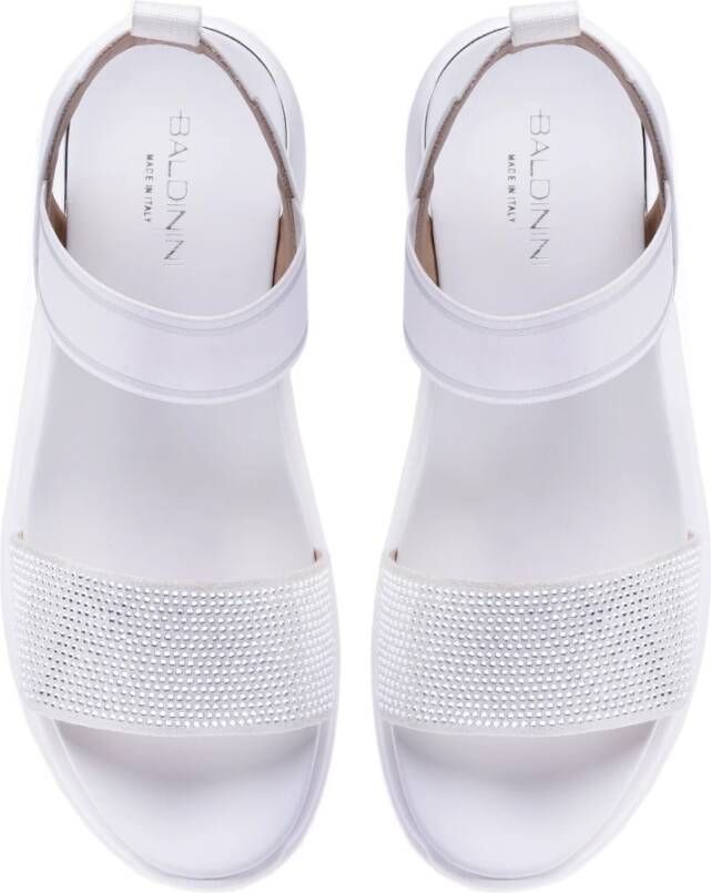 Baldinini Sandals in milk white leather with rhinestones Wit Dames