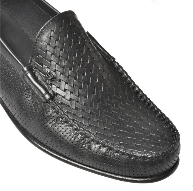 Baldinini Slipper in woven print and black perforated leather