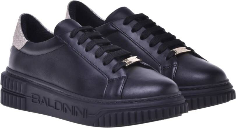 Baldinini Sneaker in black and platinum calfskin Black Dames Schoenen
