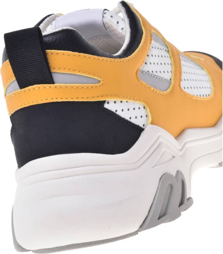 Baldinini Sneaker in black and yellow eco-leather Yellow Heren
