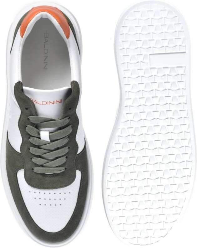 Baldinini Sneaker in olive green and white suede Multicolor Heren