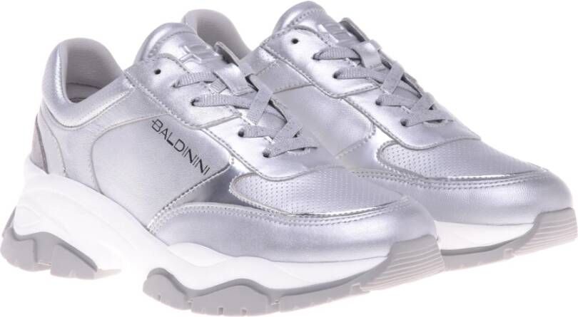 Baldinini Sneaker in silver nappa leather Gray Dames