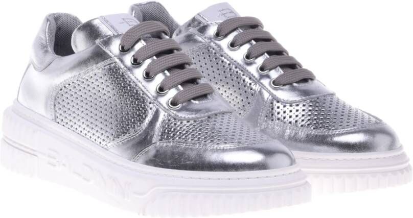Baldinini Sneaker in silver nappa leather Gray Dames