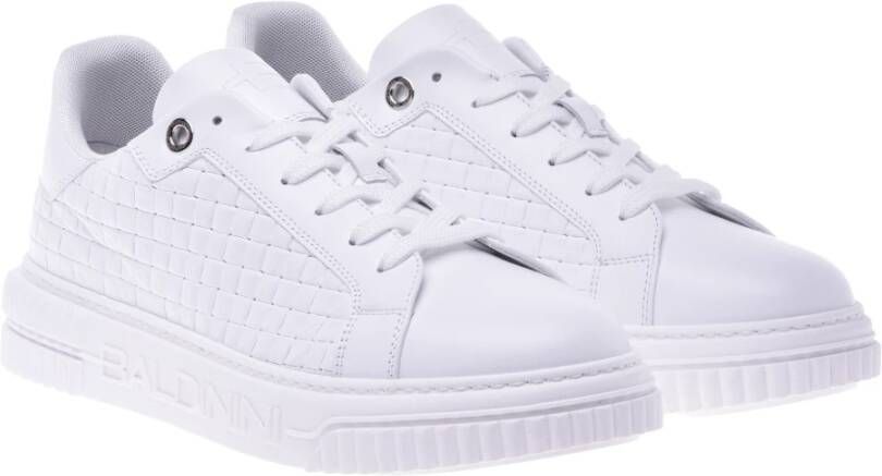 Baldinini Sneaker in white with woven print White Heren