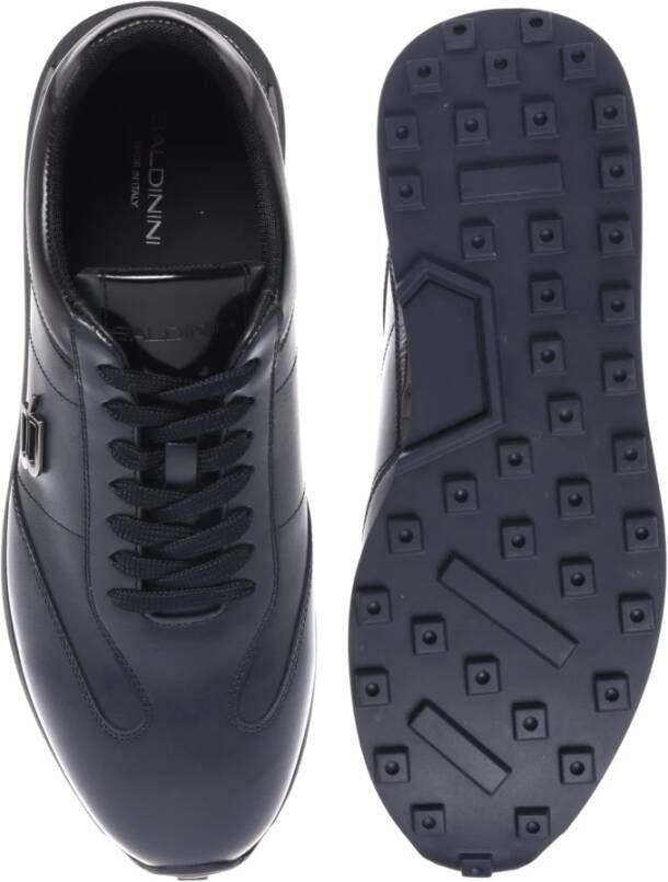 Baldinini Blauwe leren sneakers met krokodillenprint Blue Heren