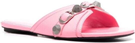 Balenciaga Vintage Lamb Leren Sliders Roze Dames