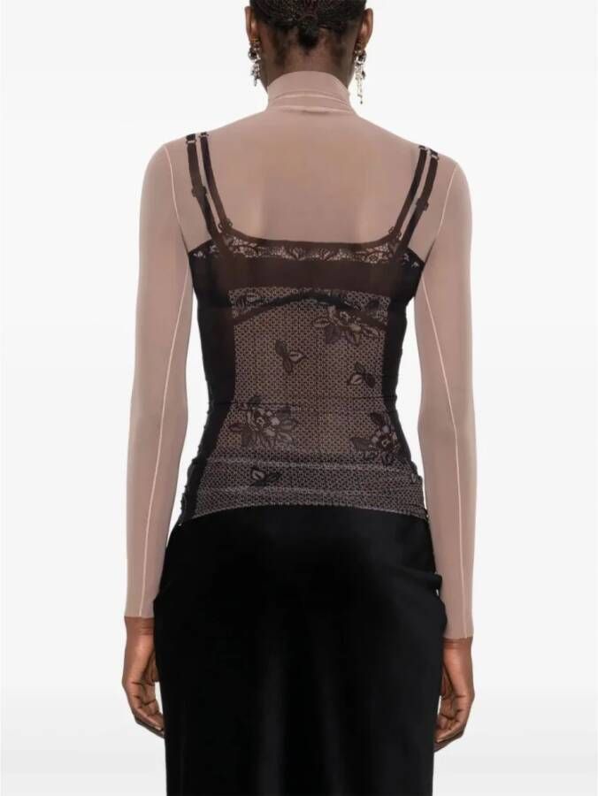 Balenciaga Doorschijnend hooggesloten lingerie met lange mouwen