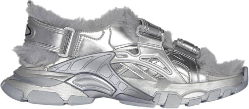 Balenciaga Faux Fur Neoprene Kalfsleer Nylon Track Sandaal